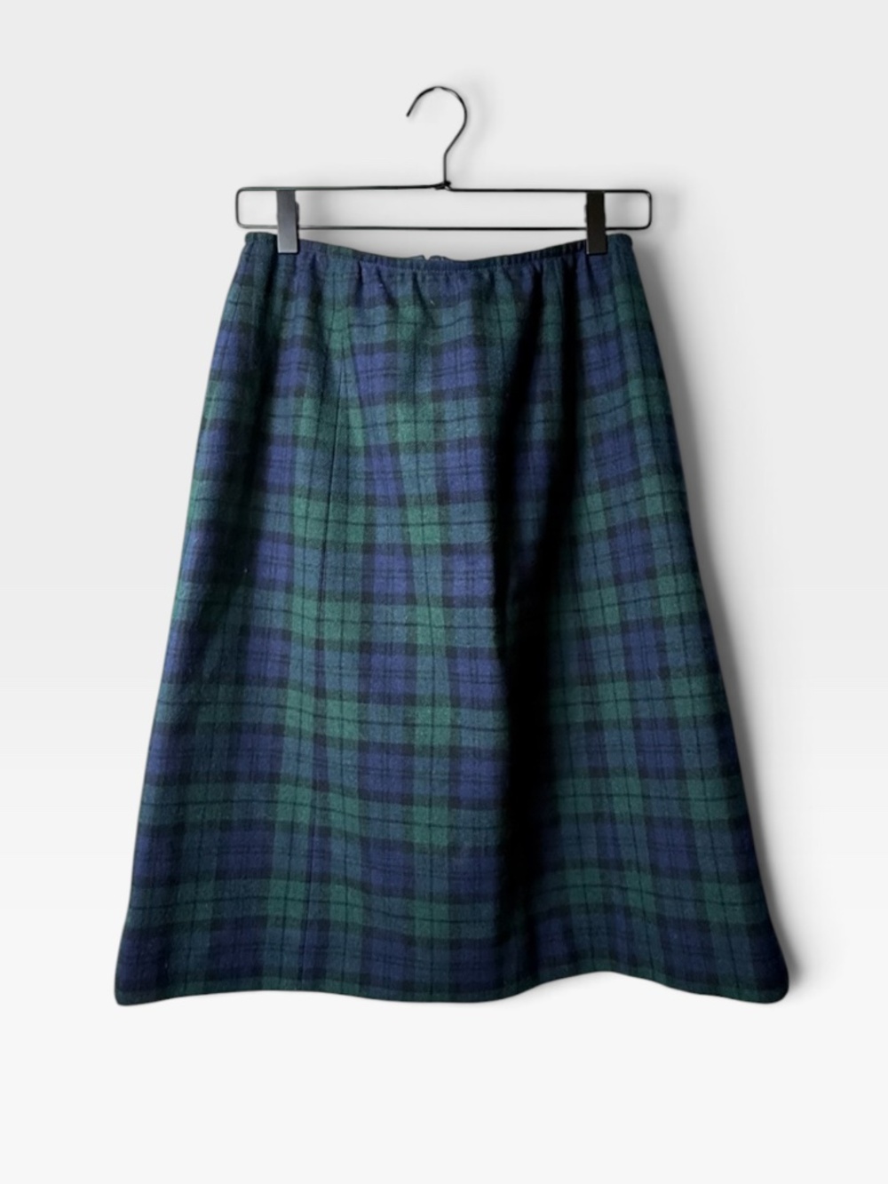 Pendleton Vintage Pure Wool Plaid Skirt Size 14 Midi Blue Green (L)